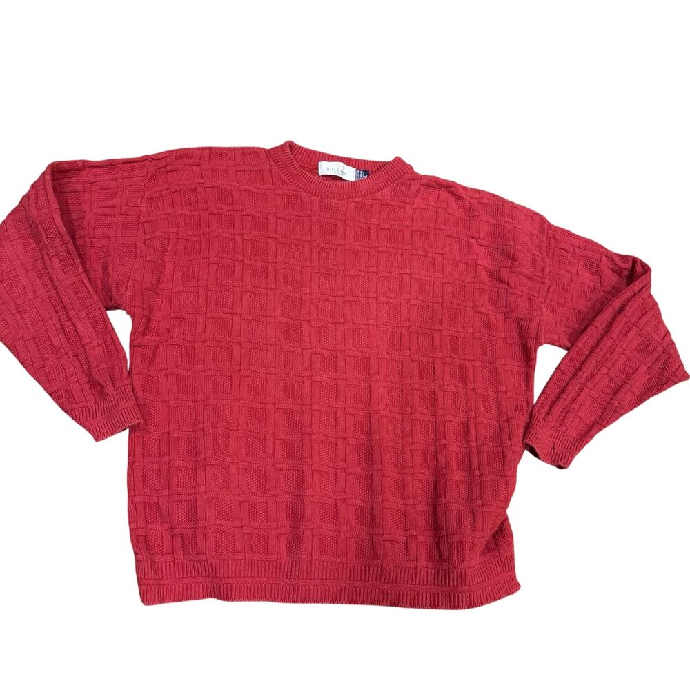 VTG Bill Blass Sweater XL Red Cable? Knit Crew Neck Classic USA Dad Grandpa READ